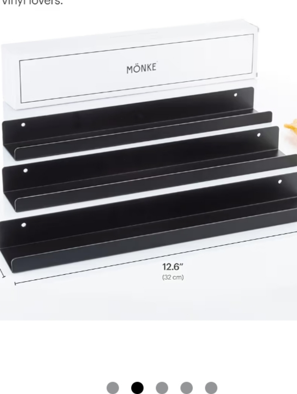 Set Of 3 Black Wall Shelves 12" For Books Photos